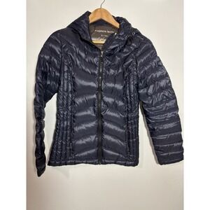 Andrew Marc Premium Down Quilted‎ Packable Navy Hooded Full Zip Puffer Jacket S